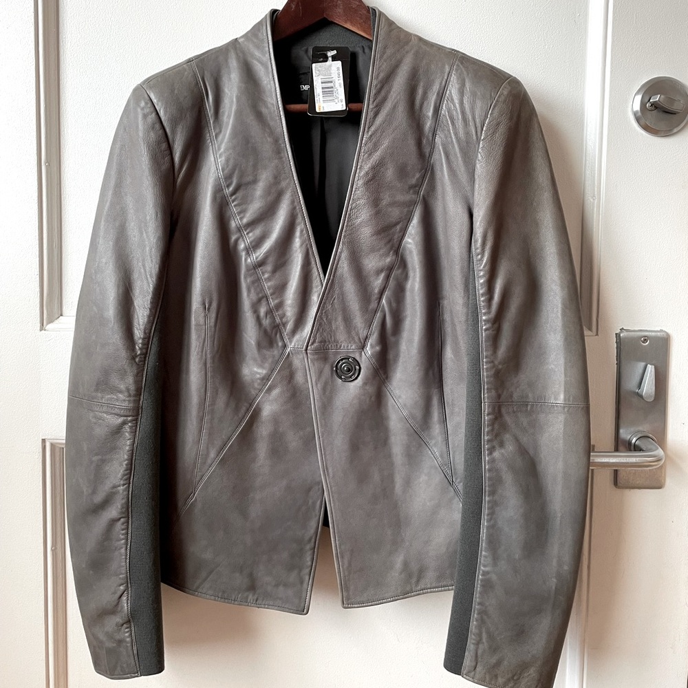 Emporia Armani Grey Lambskin Leather Jacket